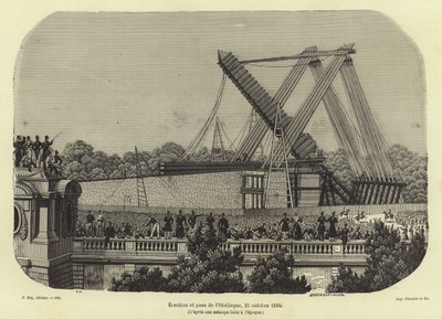 1836年、パリのルクソールオベリスクの勃起 作： French School
