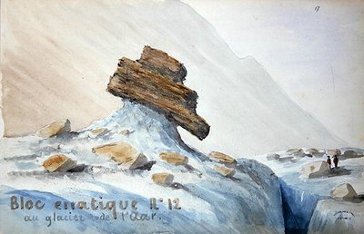 Erratic Block no.12 at the Aar Glacier in the Swiss Alps （水彩・紙） 作： French School