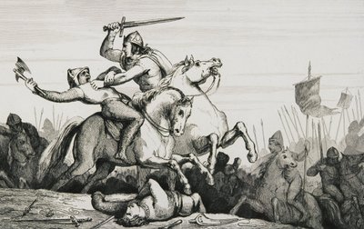 コラートの「フランスの歴史」からのノルマン人との戦いでのユードス（860〜98年）、1840年頃公開 作： French School