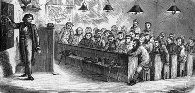 1858年、パリの公立成人学校の夜間クラス。 作： French School