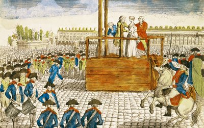 1793年10月16日、革命広場でのマリーアントワネット（1755-93）の処刑 作： French School