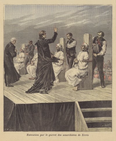 スペインのヘレスでの腐敗によるアナキストの処刑 作： French School