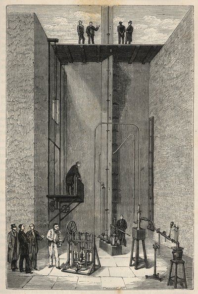 アンリ・ヴィクトール・レグノー（1810 - 1878）の経験 - フランス・カレッジでのアンリ・ヴィクトール・レグノー - アレクシス・クレールによる「皆の門前に置かれた科学 - 物理学と化学」のエングレーヴィング。19世紀後半。個人蔵。 作： French School