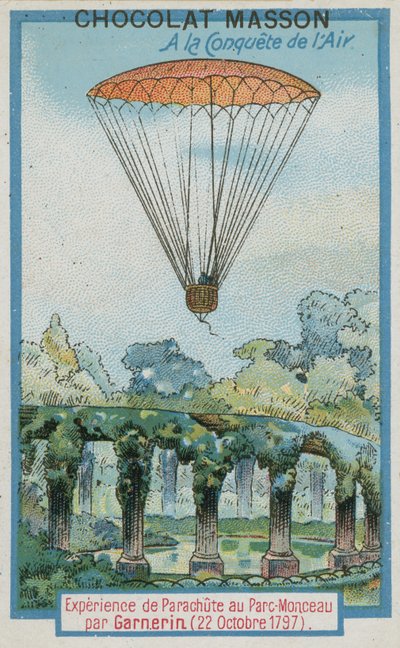 アンドレジャックガーネリンによるモンソー公園でのパラシュートの実験（1797年10月22日） 作： French School