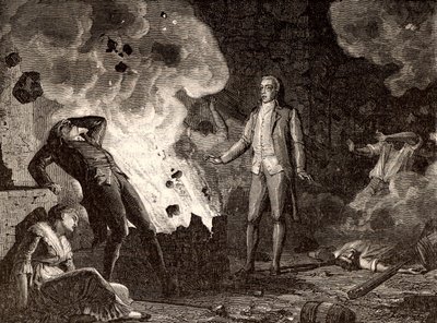フランス、エソンヌの火薬工場の爆発（1788年頃）（エングレーヴィング 作： French School