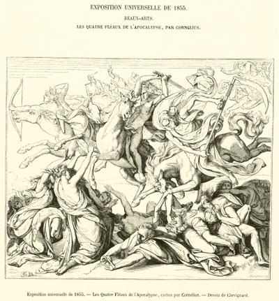 1855年の万国博覧会、「黙示録の四つの花」（エングレーヴィング 作： French School