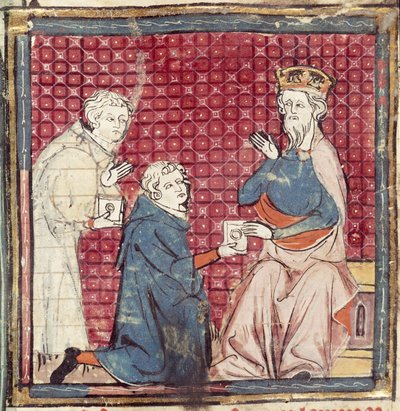F.117rシャルルマーニュにサラセン人に対する勝利を伝えたメッセンジャー、1375〜79年 作： French School