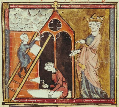 F.235vルイ6世（1080-1137）教会の建設を見守る、グランクロニクドフランス1375-79 作： French School