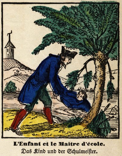 ラ・フォンテーヌの寓話：子供と校長。エピナルの画像、19世紀前半 作： French School