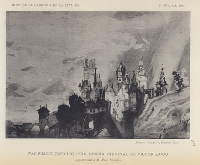 ヴィクトル・ユーゴーの原画の複製(リトグラフ) 作： French School