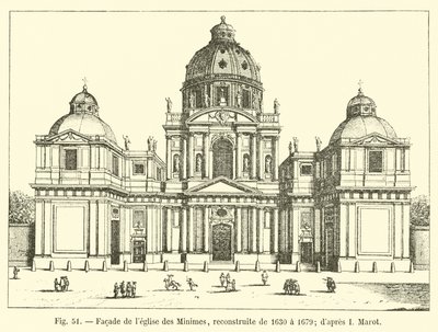 1630年から1679年にかけて再建されたミニム教会のファサード。マロットの後 作： French School