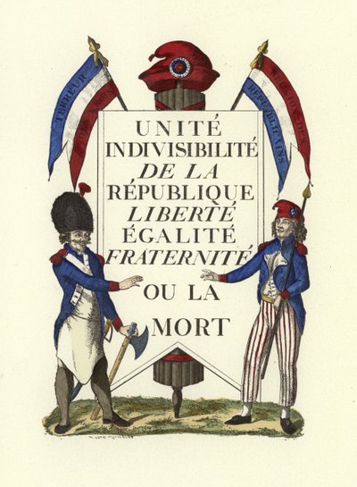 共和党のプラカードの複製、フランス革命 作： French School
