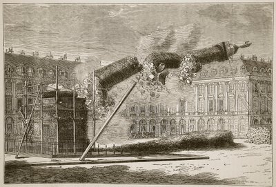 1871年4月のヴァンドーム列の崩壊、1870年から1871年のフランスとドイツ間の戦争のカッセルズ歴史のイラスト 作： French School