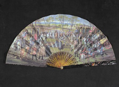 1680年にヴィトリールフランソワでフランスのルイ（1638〜1715）とマリーアンドバビエール（1660〜90）の結婚を描いたファン（紙のトイレ） 作： French School