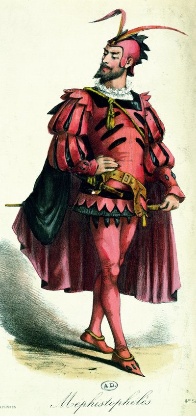 メフィストフェレスの仮装衣装、Lon SalutによるLArt du Travestissement、1885年 作： French School