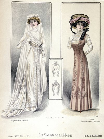 ファッションショー、1909年3月20日：ウェディングドレス。 作： French School