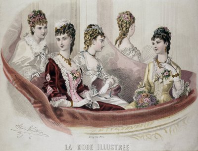 ファッション女性-「ファッション・イラストレイテッド」に掲載されたもので、19世紀後半のもの。 作： French School