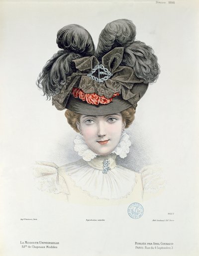 La Modiste Universelleのファッションプレート、1898年2月 作： French School