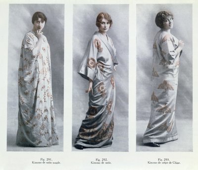 着物のデザインを示すファッションプレート、ルジャルダンデモッドヌーヴェルのイラスト、1913年4月15日 作： French School