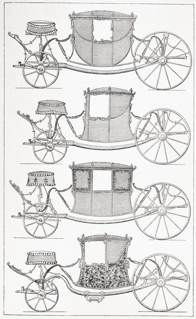 18世紀のファッショナブルなコーチ、1875 作： French School