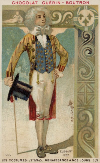 おしゃれな服装の男、1792年 作： French School