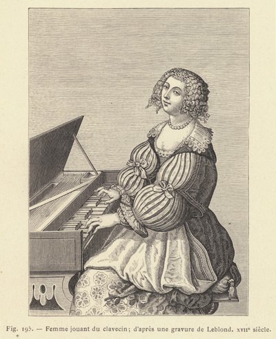 チェンバロを弾く女性（ルブロンの版画による） 17世紀（版画 作： French School