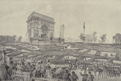 1848年4月20日、パリ、エトワール広場の凱旋門前で行われた友愛の祭典（リトグラフ版 作： French School