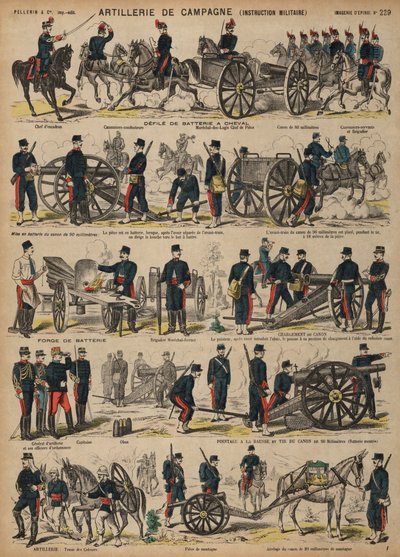 フランス陸軍の野砲（彩色された彫刻版 作： French School