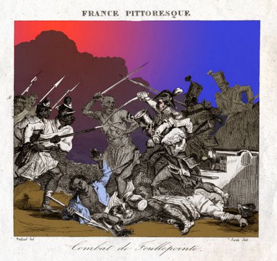 マダガスカルでの戦い。(1850年頃のエングレービング) 作： French School