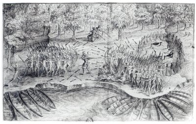 ヒューロンの戦い、サミュエルデシャンプラン（1567-1635）による「1624年の航海デシャンプラン」から 作： French School