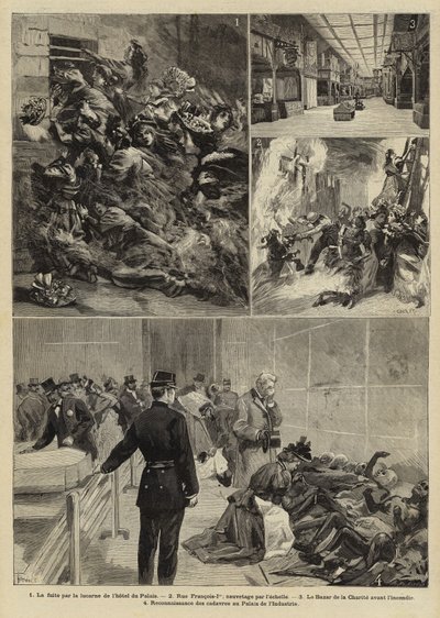 1897年、パリのバザールデラシャライトで火災 作： French School
