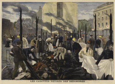 1897年、パリのバザールデラシャライトで火災 作： French School