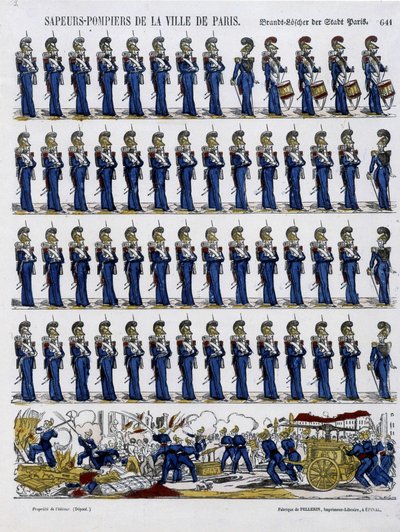 パリ市の消防士たち - 1852年頃のエピナルの画像 作： French School