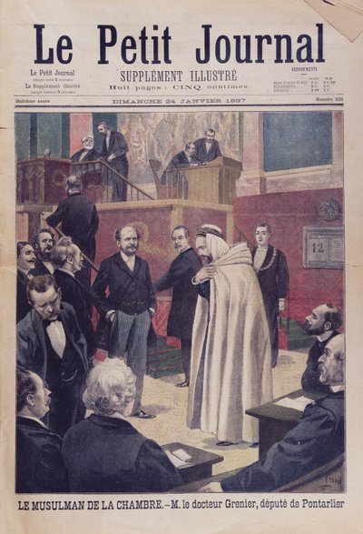 1897年1月24日、フランス議会の最初のイスラム教徒代理、フィリップグレニエ博士、ルプチジャーナルの表紙イラスト 作： French School