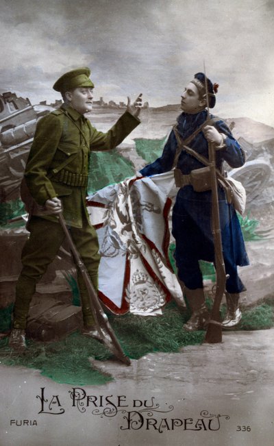 第一次世界大戦：「旗」絵葉書1914年（写真） 作： French School