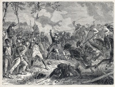 初の連立。ラザロ・ニコラ・マルグリット・カルノー（1753-1823）は、1793年10月16日、オーストリア軍に対抗するフランス軍とのワティニェスの戦いの中で 作： French School