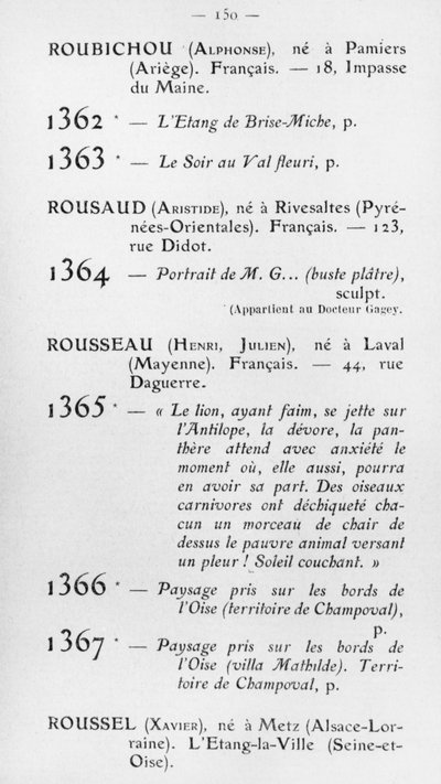 Le Douanier RousseauのサロンdAutomneへの最初の参加、カタログ、150ページ、パリ、1905 作： French School