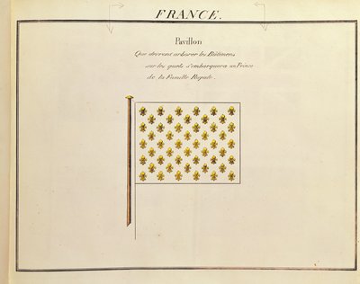 王室の王子の旗、パビヨンデピュイサンスマリタイム（カラー彫刻） 作： French School