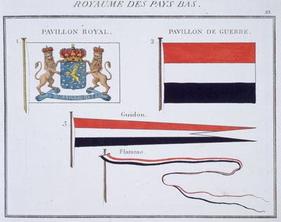 オランダ王国の旗、フランスの旗の本、1819年頃 作： French School