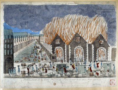 1762年3月16日から17日の夜、パリのサンジェルマンの祭り - 彫刻 作： French School