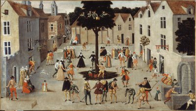木を囲む民俗祭り、1560年頃（油彩） 作： French School