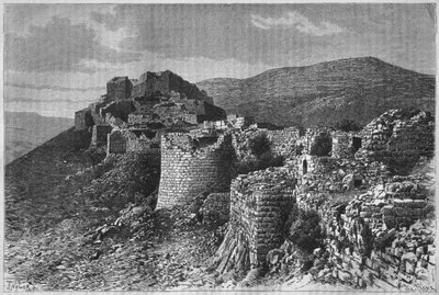 今日のシリアのバニヤス要塞。フェニシア、レバノン、ジューディーへの旅。 1884年、ルイシャルルエミールロルテの1875-1880（bw彫刻） 作： French School