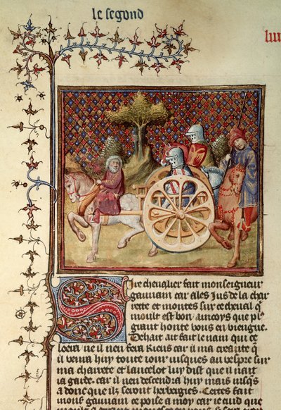 Fr.119 fol.312vカートの騎士、ランスロット、1344 作： French School