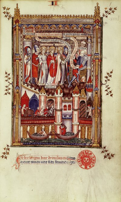 Fr 2092 f.1 Vie de St. Denis、1317年からのSisinniusによる聖デニスと彼の仲間の最初の尋問 作： French School
