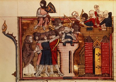 Fr 22495 f.69v 1099年のエルサレムへの十字軍の攻撃、ルロマンデゴデフロワデブイヨンから 作： French School