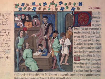 Fr 4367 f.55v裁判官が囚人を尋問 作： French School