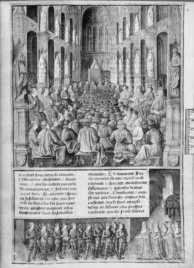 神父5594 fol.19法王アーバンII（1042-99）がクレルモンフェラン公会議で聖墳墓教会の征服を説いた方法 作： French School