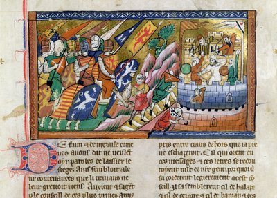 Fr 9084 f.53 城を攻めるイングランド軍（「ギヨーム・ド・ティル年代記」より）（ヴェラム 作： French School