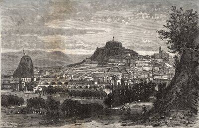 フランス、オーヴェルニュ、オート・ロワール（43）、ル・ピュイ・アン・ヴェレー（Le Puy-en-Velay） - V.A. Malt-Brown著「La France illustree: geographie, histoire, administration statistique」に掲載された彫刻。 作： French School