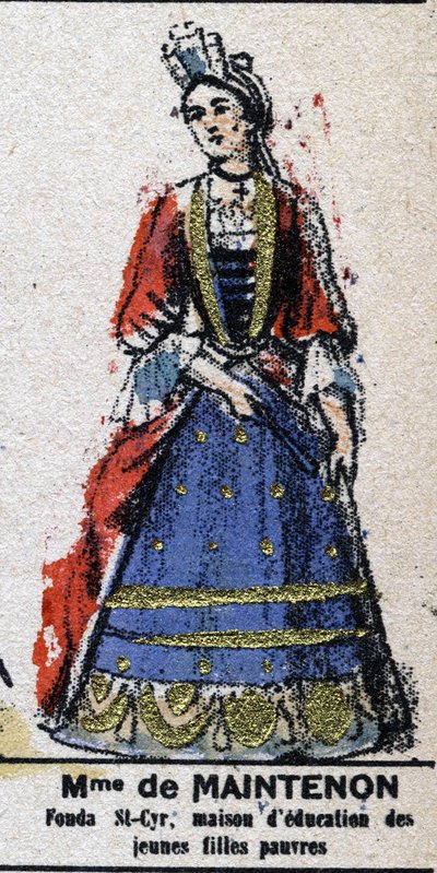 ルイ14世の寵愛を受けたマントノン侯爵夫人フランソワーズ・ドービーニュ（1635-1719）「Galeriede Kings and Queens of France and illustrious characters from 1643 to 1895」では、エピナルの画像を紹介しています。 作： French School